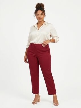 Penningtons In Every Story Women's High-Rise Burgundy Straight Leg‎ Pants